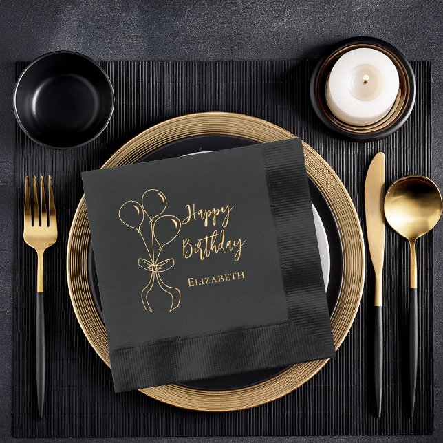 Balloon Outlines Happy Birthday Foil Napkins (Balloon Outlines "Happy Birthday" Foil Napkins)