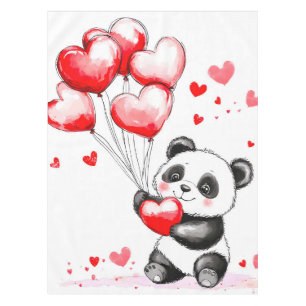 Balloon Panda Love in the Air Tablecloth