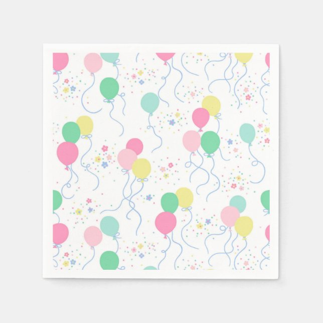Balloon Party Cocktail Napkins (Front)