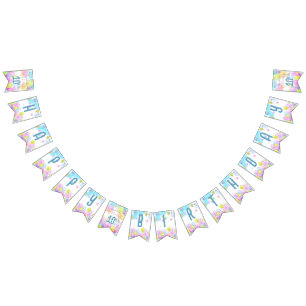 Balloon Pastel Birthday Bunting Flags