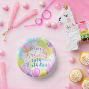 Balloon Pastel Birthday Paper Plate