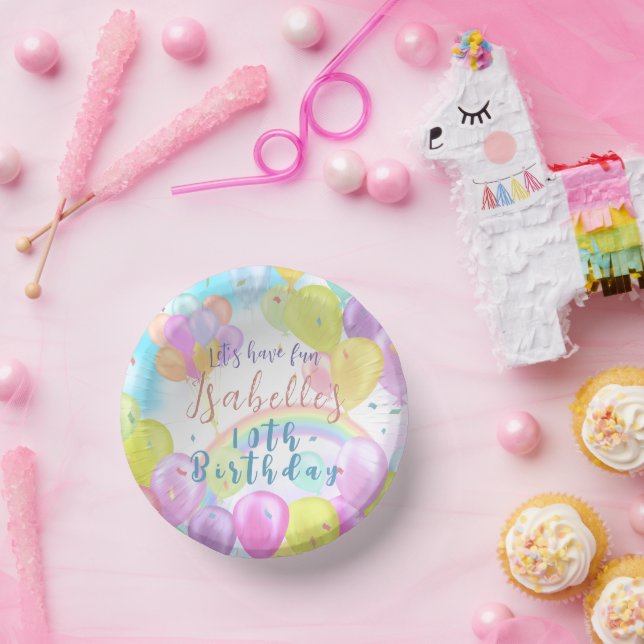 Balloon Pastel Birthday Paper Plate (Party)