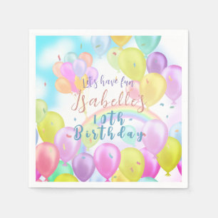 Balloon Pastel Birthday Paper Plates Napkin