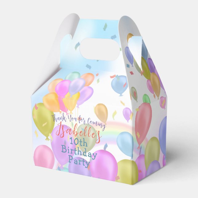 Balloon Pastel Birthday Party Balloons Favor Box (Front Side)
