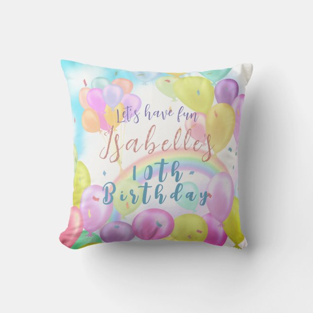 Balloon Pastel Birthday Throw Pillow (Front)