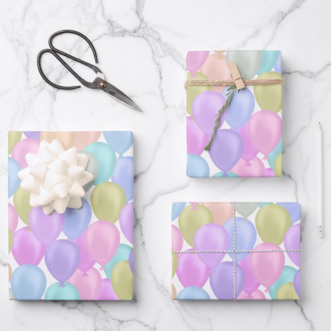 Balloon Pastel Wrapping Paper Sheet (Front)