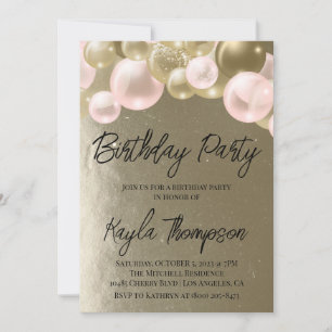 Balloon rose or Invitation de fête d'anniversaire