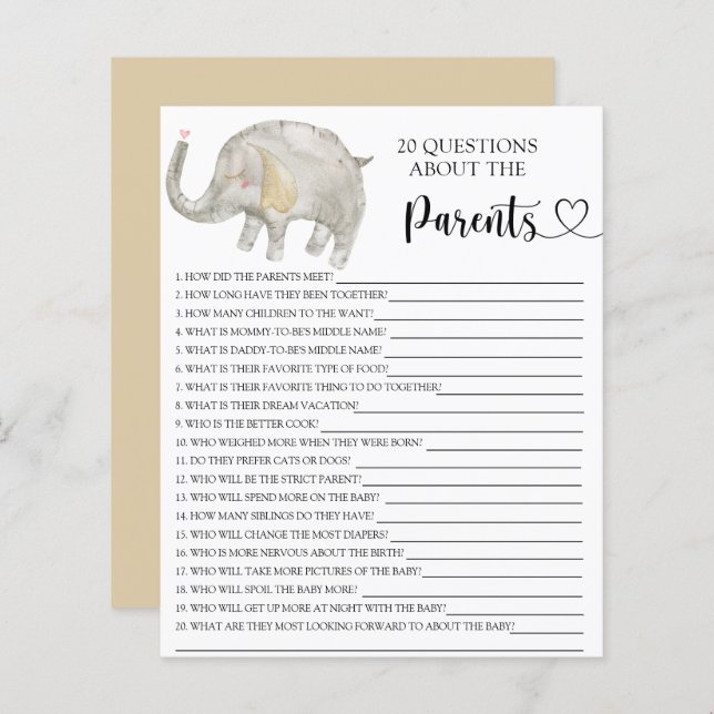 Balloon Silver Elephant games about the parents (Front/Back)