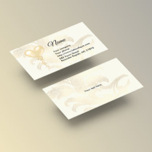 Balloon Soft Gold Heart et Carte de visite Florals