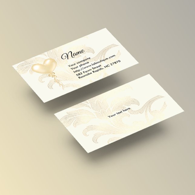Balloon Soft Gold Heart et Carte de visite Florals (Créateur téléchargé)