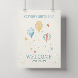 Balloon & Star Birthday Party 18x24 Welcome Poster
