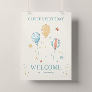 Balloon & Star Birthday Party 18x24 Welcome Poster