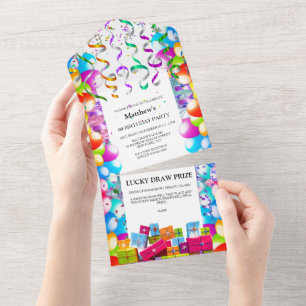 Balloon streamers kids birthday party DIY age  All In One Invitation