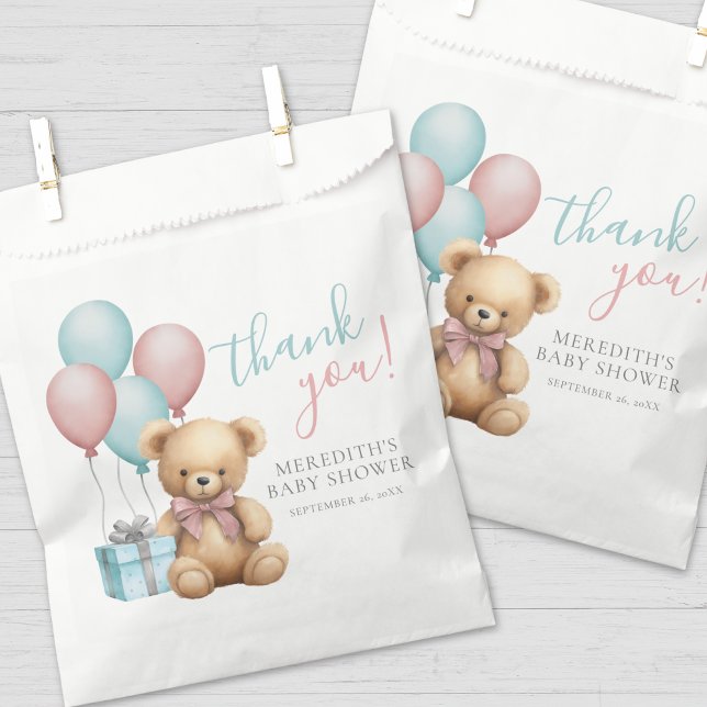 Balloon Teddy Bear Baby Shower Favour Bag (Balloon Teddy Bear Baby Shower Favor Bag)