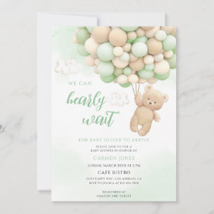 Balloon Teddy Bear Baby Shower Invitation