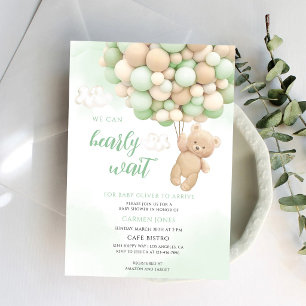 Balloon Teddy Bear Baby Shower Invitation