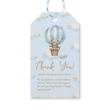 Balloon Teddy Bear Boy Baby Shower Favour Tag