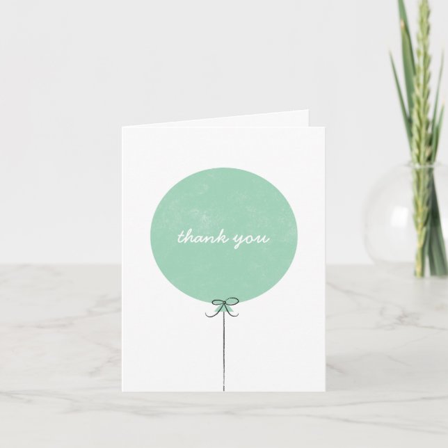 Balloon Thank You Card - Mint (Front)
