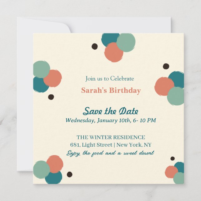 Balloon Theme Birthday Party Invitation Card (Front)