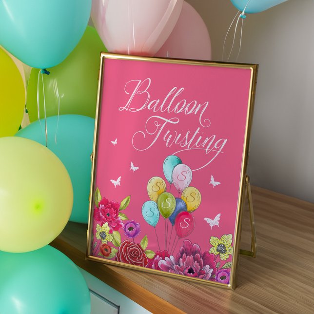 Balloon Twisting Alice In Wonderland Florals Poster (Balloon Twisting Alice In Wonderland Florals Poster)