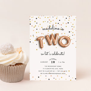 Balloon Type   Second Birthday Party Invitation