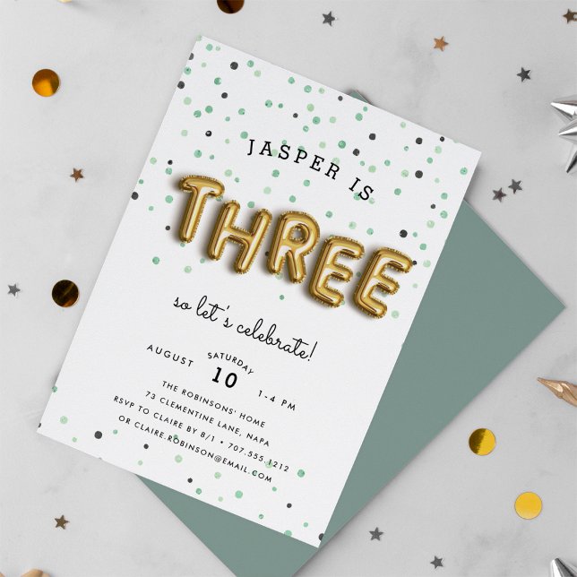 Balloon Type | Third Birthday Party Invitation (Creator Uploaded)