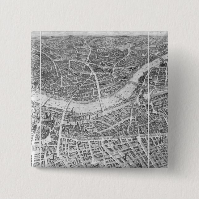 Balloon View of London, 1851 2 Inch Square Button (Front)