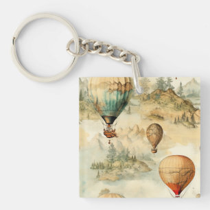 Balloon vintage à air chaud dans un paysage serein
