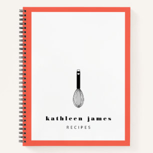 Balloon Whisk Deep Coral White Notebook