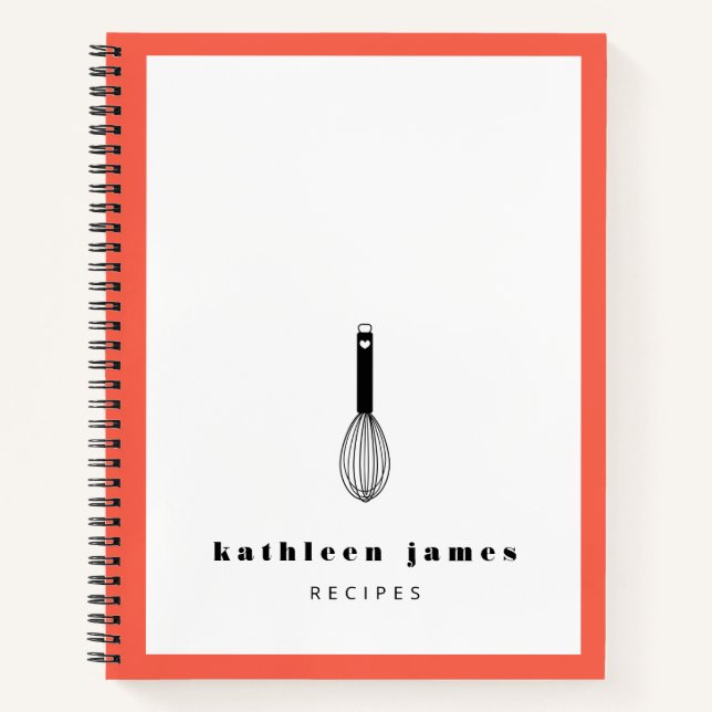 Balloon Whisk Deep Coral White Notebook (Front)