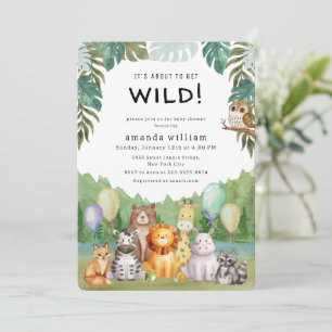 Balloon Wildlife Forest Sarafi Animals Baby Shower Invitation