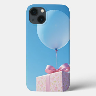 balloon with present in blue sky iPhone 13 case