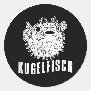 Balloonfish animals aquariums oceans puffer fish classic round sticker