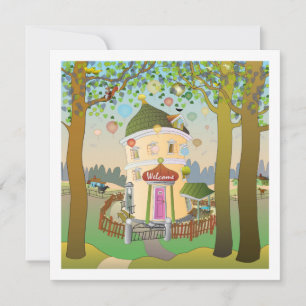 Balloonhouse Birthday Invitation