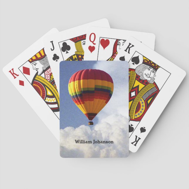 Ballooning Hot Air Balloon in clouds Personalize Playing Cards (Back)