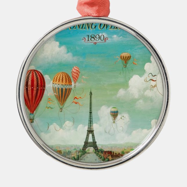 Ballooning Over Paris Metal Ornament (Front)