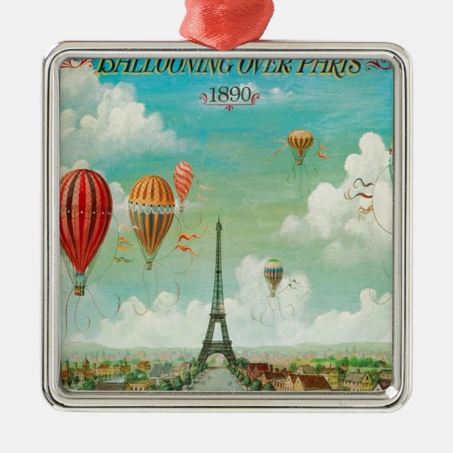 Ballooning Over Paris Metal Ornament (Front)