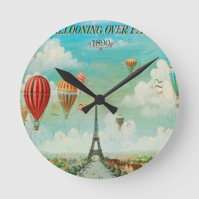 Ballooning Over Paris Round Clock (Front)