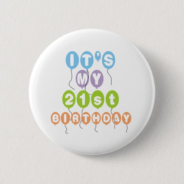 Balloons 21st Birthday 2 Inch Round Button (Front)
