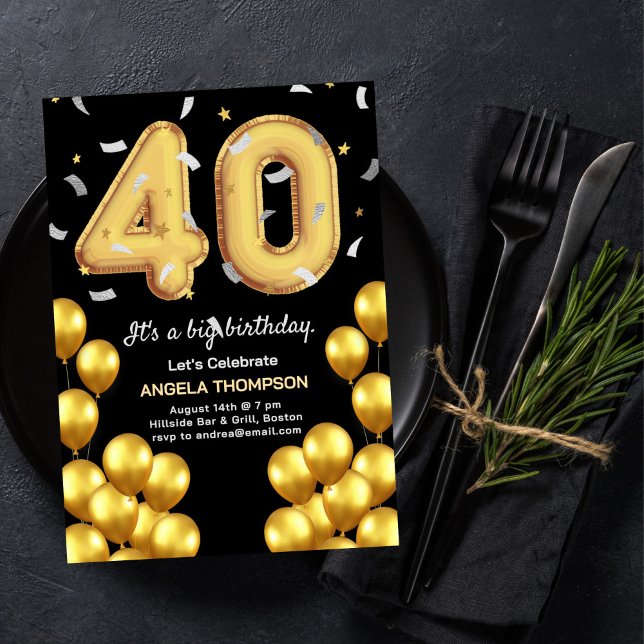Balloons 40 Years Birthday Invitation (Creator Uploaded)