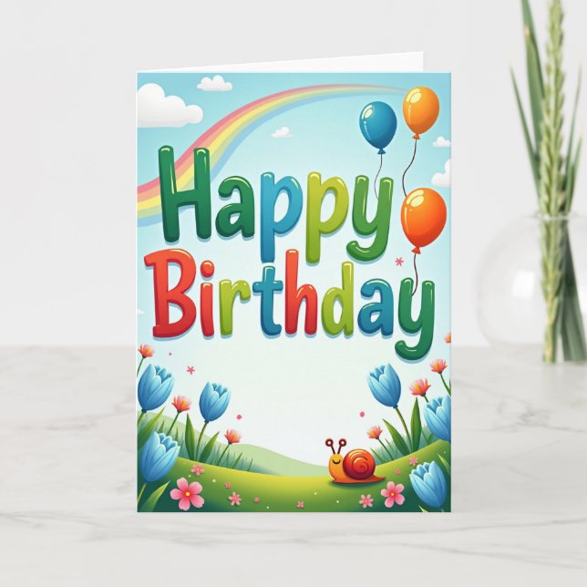 Balloons And Clouds Birthday Card (Front)