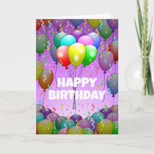 Balloons and  Confetti Birthday Card