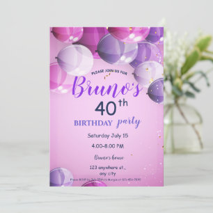 Balloons and Confetti Birthday Invitation 