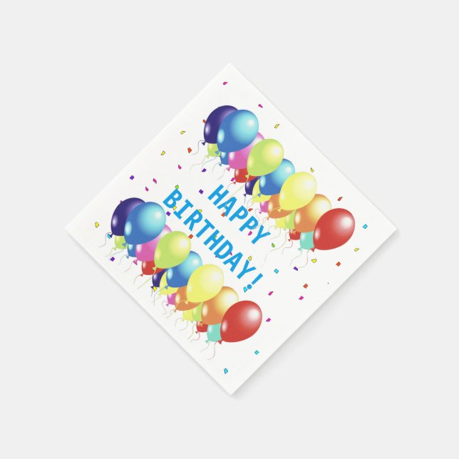 Balloons and Confetti Celebration Paper Napkins (Corner)