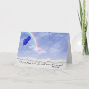 balloons and rainbow in clouds card