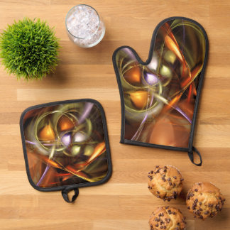 Balloons and Ribbons Abstract Oven Mitt & Pot Holder Set