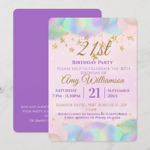 Balloons And Stars Pink 21st Birthday Party Invitation