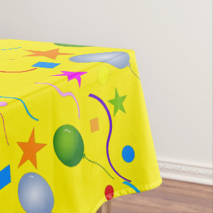 Balloons and Streamers on Colourful Sweet Sixteen Tablecloth