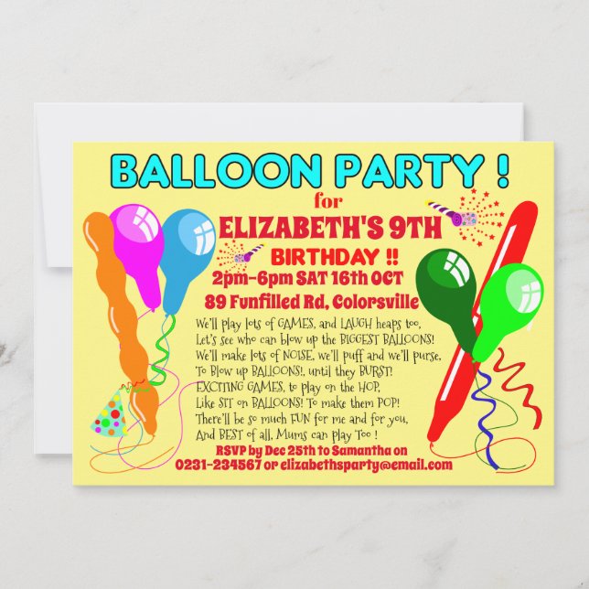 BALLOONS anniversaire invitation invitation modern (Devant)