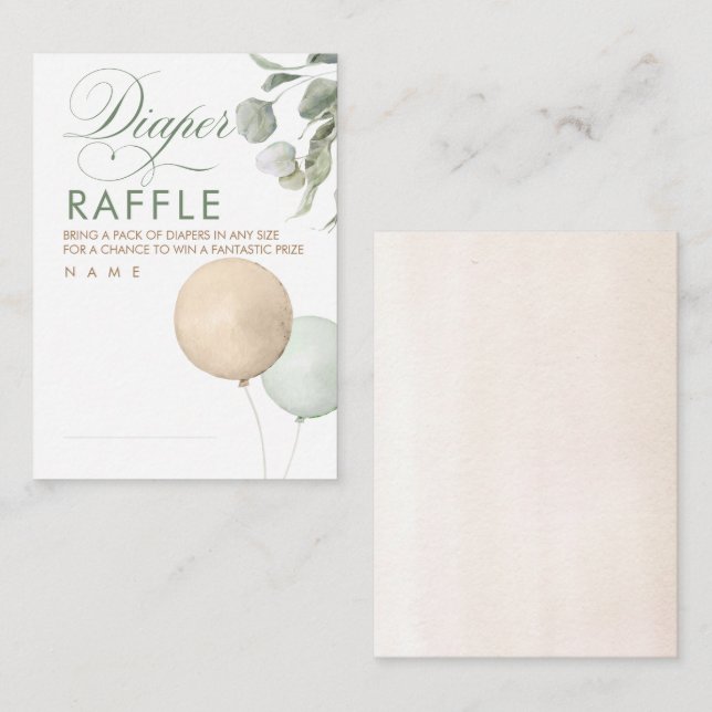 Balloons Baby Shower Diaper Raffle Ticket Enclosure Card (Front/Back)